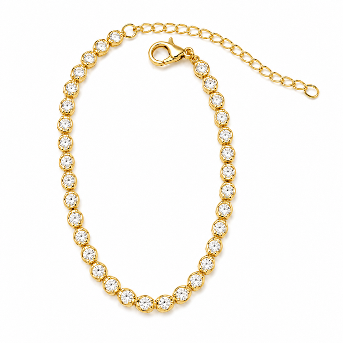 Pulseira Riviera Redonda Ajustável com Zircônias Semi Joia