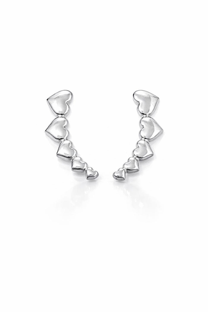 Brinco Earcuff Coração Folheado á Prata 925