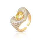 Anel Love com Zircônias Cravejadas Color Ajustável Semi Joia 9