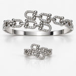 Kit Bracelete e Anel Ajustável Tiff com Zirconias Cravejadas Folheado 5
