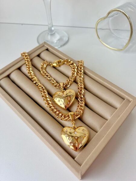 Conjunto Love Gold Ponto de Luz  Trançado Semi Joia