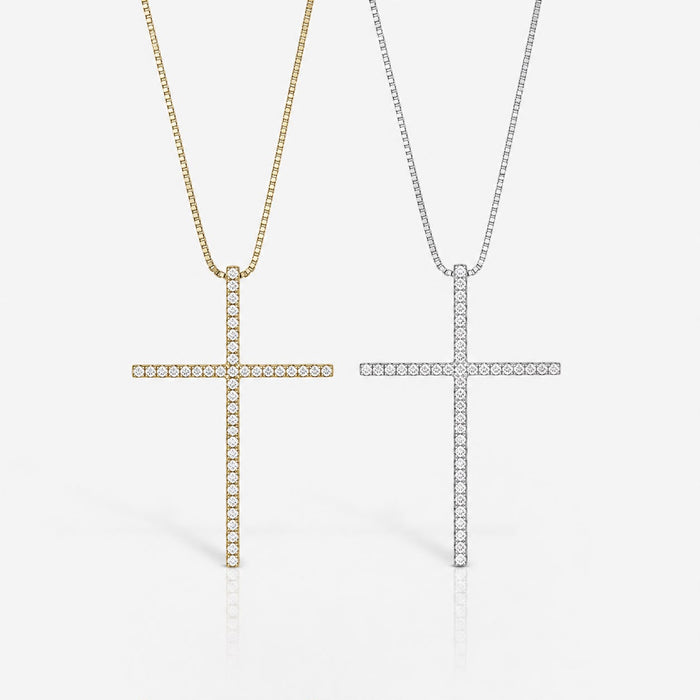 Colar Cruz com Zircônias Cravejadas Semi Joia