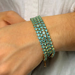 Pulseira Riviera Azul Semi Joia Dourado 3