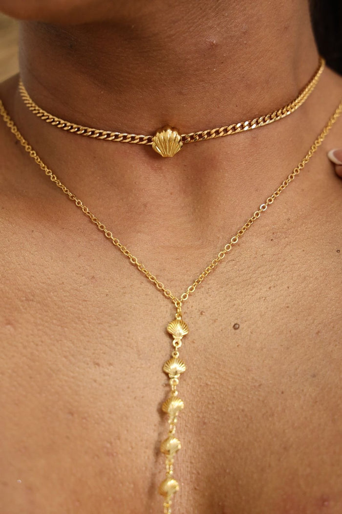 Colr50 Colar Choker Concha Semi Jóia