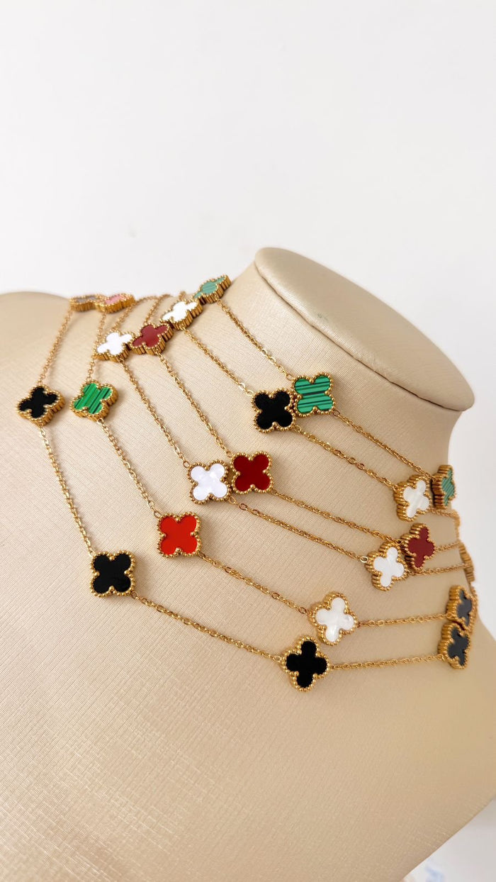 Colar Choker 5 Trevos Ouro Resistente á Água