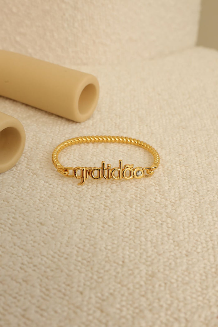 Bracelete Gratidão em Semi Joia Banhado á OURO