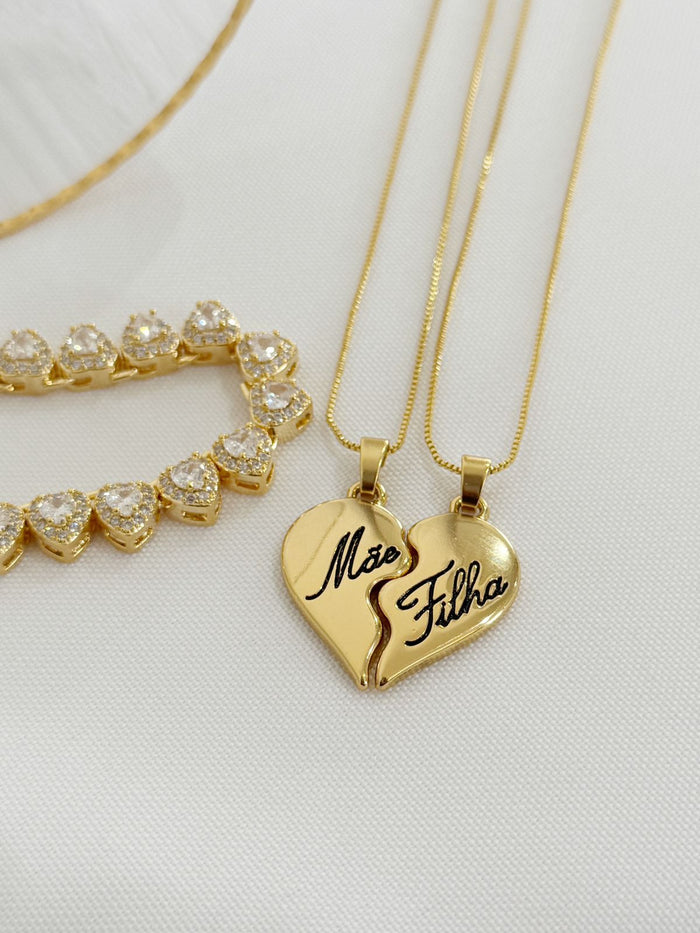 Colar Dois em Um Mãe e Filha Semi jóia