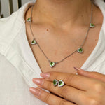 Conjunto Coração com Zircônias Cravejadas Semi Joia 18