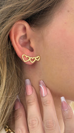 Brinco Earcuff Três Corações Folheado 3