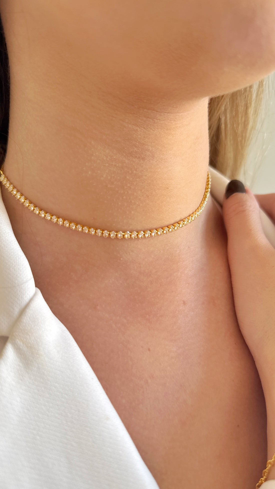 Colar Choker Riviera Folheado á OURO18k