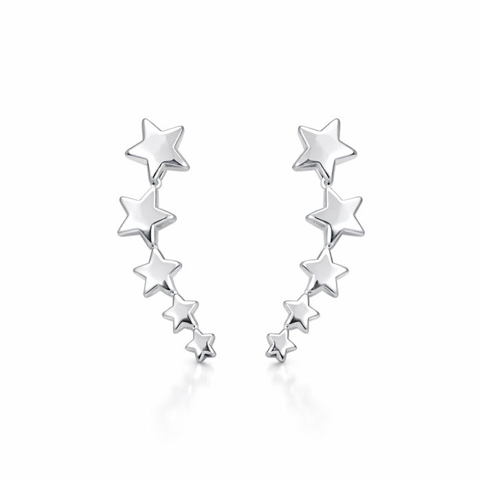 Brinco Earcuff Estrelas Folheado Prateado