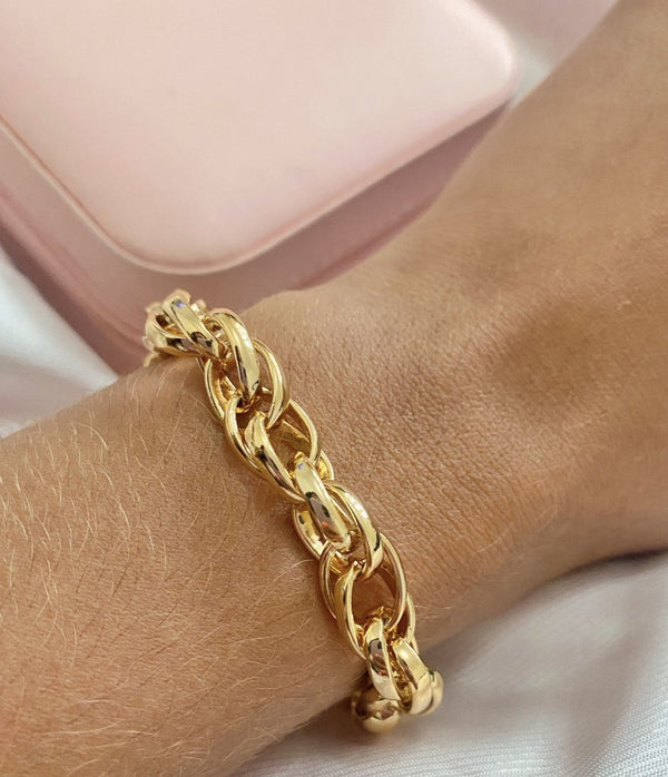 Pul13 Pulseira Trançada Gold Semi Joia