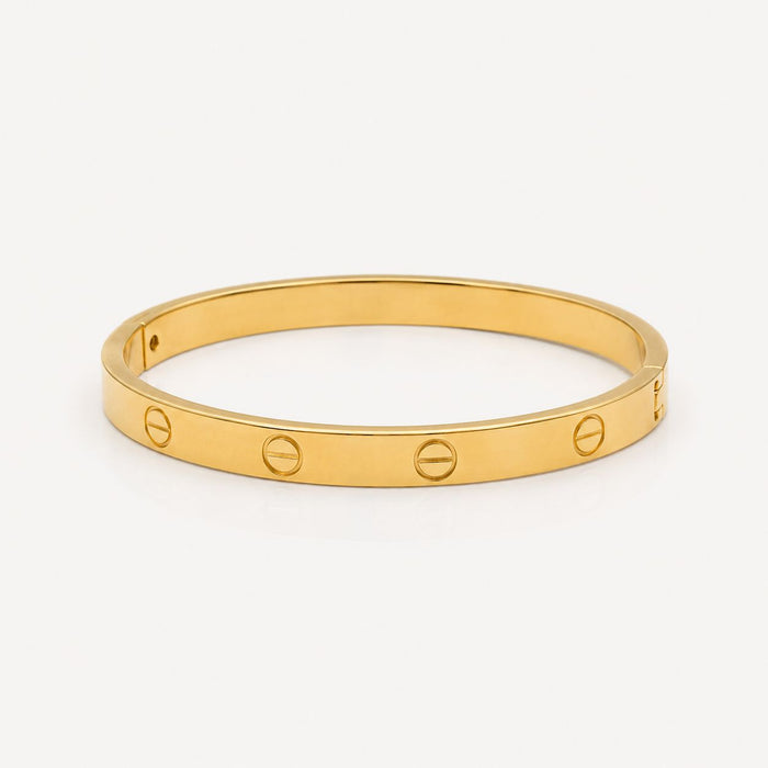 Bracelete Cart Liso em Aço Dourado