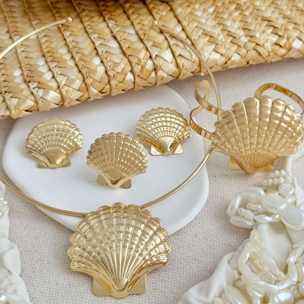 Conjunto concha 4 peças folheado