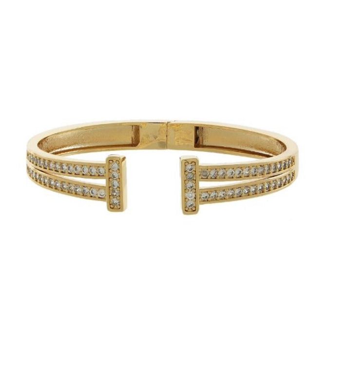 Bra34 Bracelete TIFF duplo com zircônia cravejadas Semi-jóia