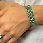 Pulseira Riviera Azul Semi Joia Dourado 2