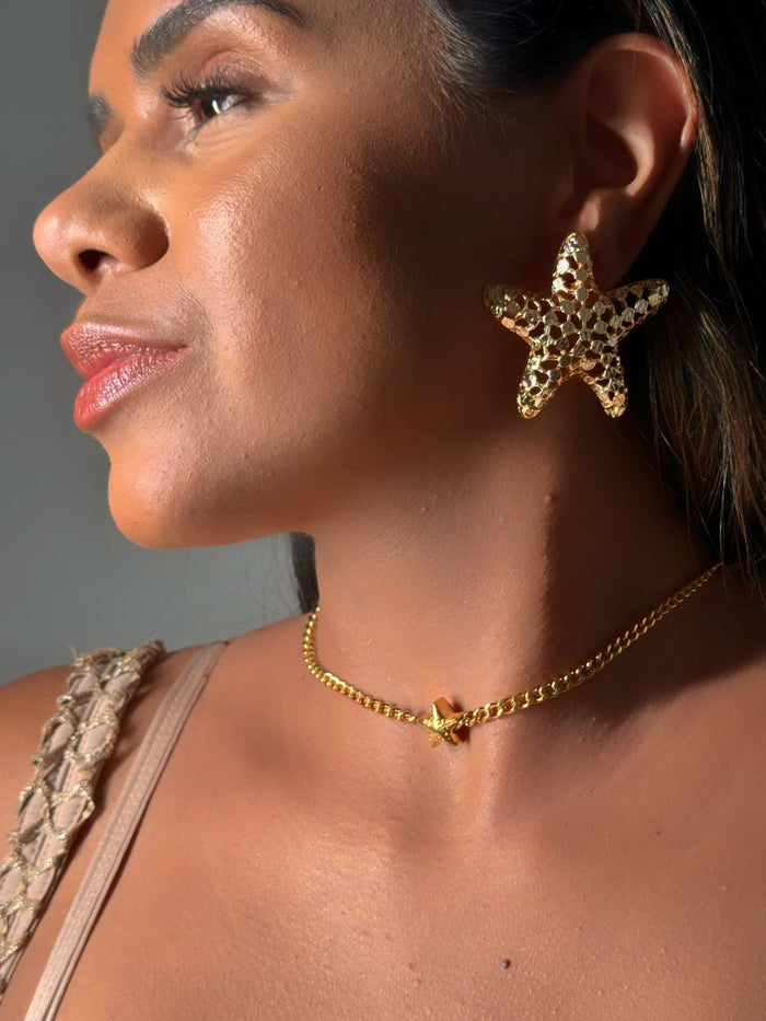 Colar choker estrela do mar semi joia