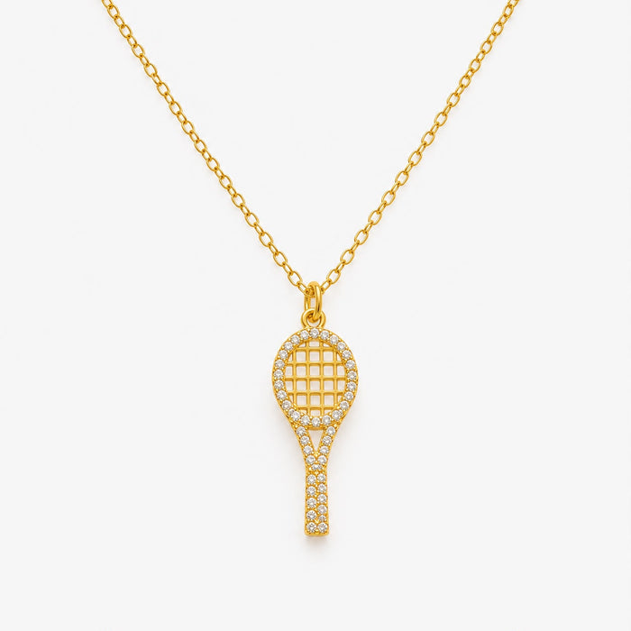 Colar Raquete Com Zircônias Cravejadas Semi Joia