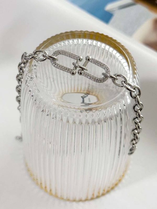 Pulseira Elos TIFF com Fecho Detalhado Cravejado – Folheado a Prata