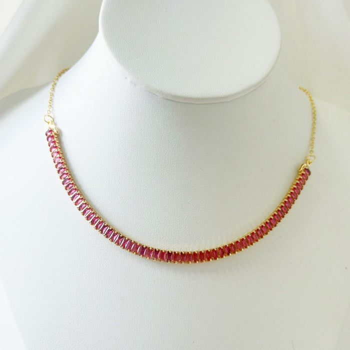 Colar choker riviera baguete semi joia