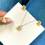 Conjunto Quadrado Luara com Zircônias Cravejadas Semi Joia 1