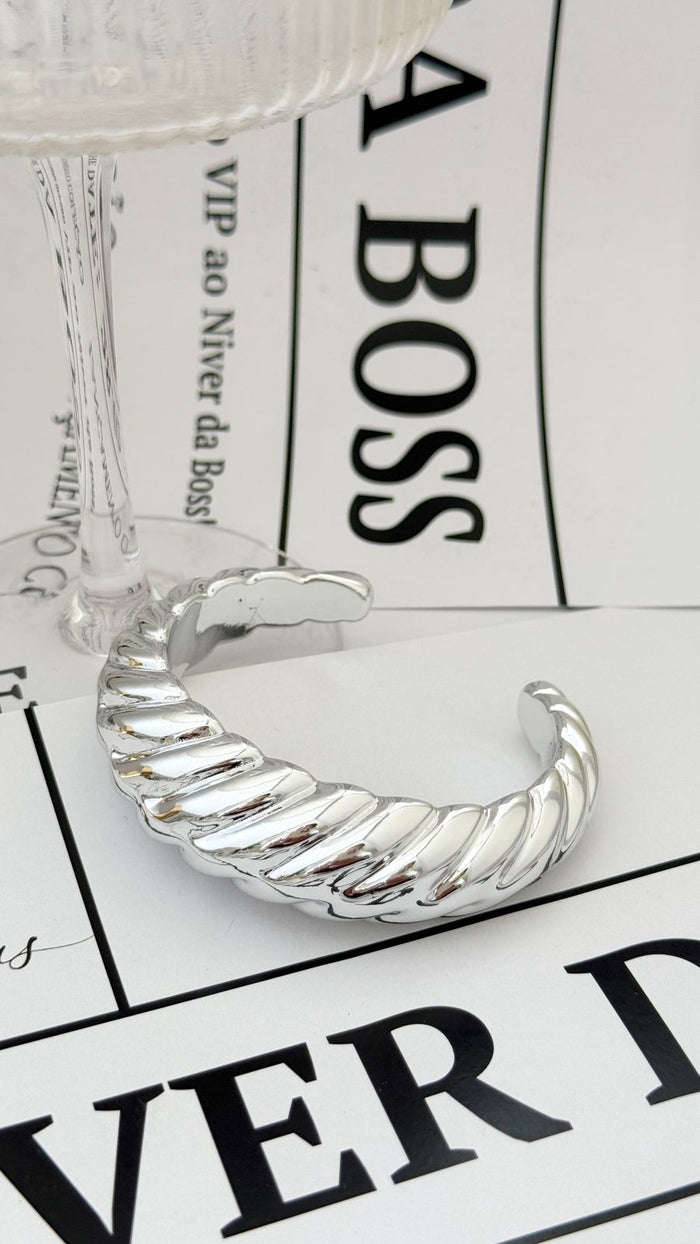 Bracelete Metalizado Folheado á PRATA ródio branco