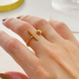 Anel Minimal Gold Resistente á Agua - Imagem 1
