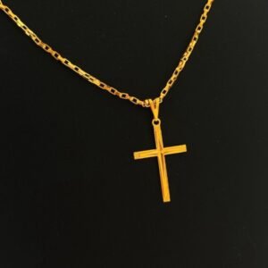 COLR718 Colar Masculino Cart Com Cruz Média Trabalhada em Semi Jóia Banhado - Imagem 1