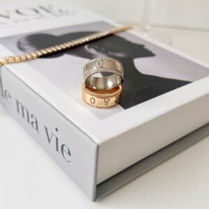 AN72 Anel gold love com zircônia cravejadas Folheado - Imagem 2