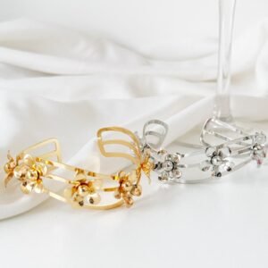 BRA59 Bracelete fio flor Folheado - Imagem 1