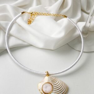 COLR165 Colar choker concha Folheado - Imagem 1