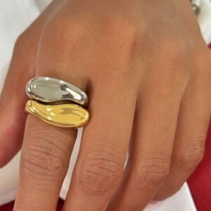 AN54 Anel vírgula gold Semi jóia