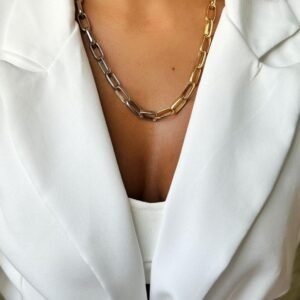 COLR116 Colar choker Elos MIX de banhos - Semi jóia - Imagem 1