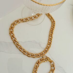 CONJ43 Conjunto Elo Grumet Gold Semi Jóia - Imagem 1