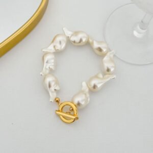 Pulseira Pérola Gota com fecho boia Folheado - Imagem 2
