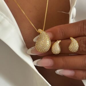 CONJ54 Conjunto Gota Cravejada Semi Jóia - Imagem 1
