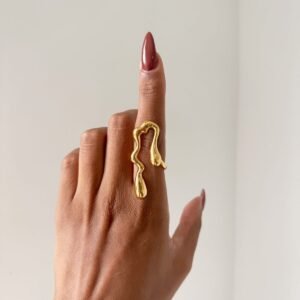 Anel Organico em Semi Joia Banhado á OURO - Imagem 1