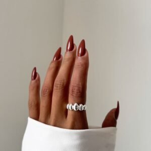 Anel Oval Triangular Ajustável em Semi Joia Banhado á PRATA - Imagem 1