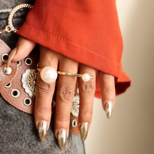 Anel Elegance Pérola Ajustável Folheado á OURO18k