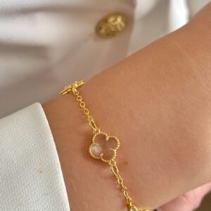 Pulseira Trevo Cristal Banhado á Ouro em Semi Joia - Imagem 1