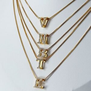 COLR715 Colar Veneziana com Inicia Banhado Dourado - Imagem 1