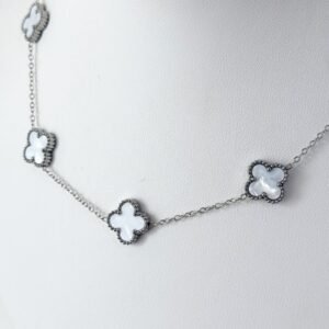 COLR368 Colar Choker 5 Trevos Prata Colr Resistente á Água - Imagem 1
