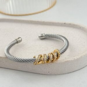 BRA275 Bracelete Torcido Cravejado em Semi Joia Resistente a agua - Imagem 2