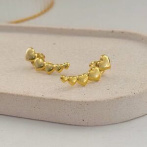 BRI696 Brinco Earcuff Coração Folheado Dourado - Imagem 1