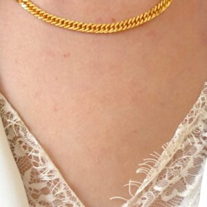 Colar Choker Elo Duplo Semi Jóia Banhado á Ouro 18k