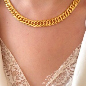Colar Grumet Elo Duplo Gold Semi Jóia Banhado á Ouro18k