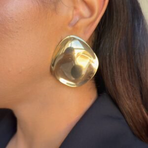 Brinco Gota Orgânica Liso  Folheado a Ouro 18K ou Prata - Imagem 1