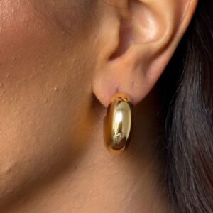 Brinco Redondo Orgânico Bold Folheado a Ouro 18K ou Prata - Imagem 2