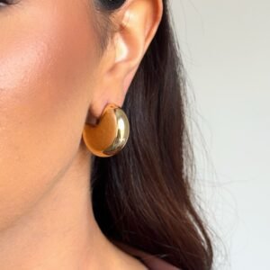 Brinco Redondo Orgânico Bold Folheado a Ouro 18K ou Prata - Imagem 1