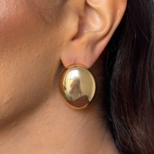 Brinco Botão Liso Espelhado Folheado a Ouro 18K ou Prata - Imagem 1